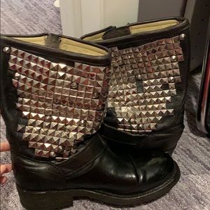 Ash black booties with silver studs